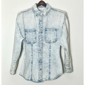 Veveret Denim Shirt Women's Small Blue Stonewash Western Cowgirl Rodeo